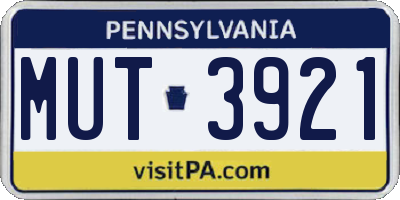 PA license plate MUT3921