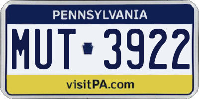 PA license plate MUT3922