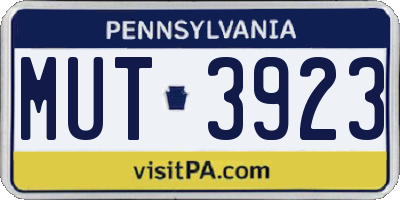 PA license plate MUT3923