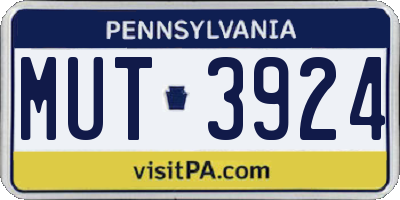 PA license plate MUT3924