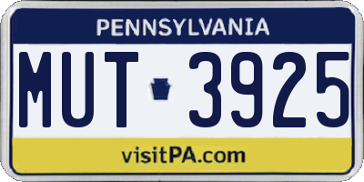 PA license plate MUT3925