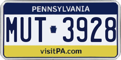 PA license plate MUT3928