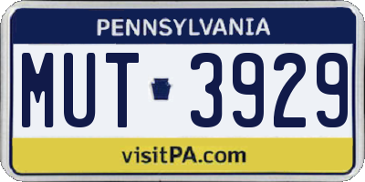 PA license plate MUT3929