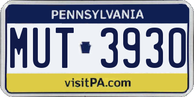 PA license plate MUT3930