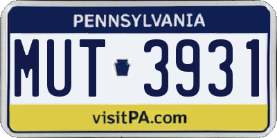 PA license plate MUT3931