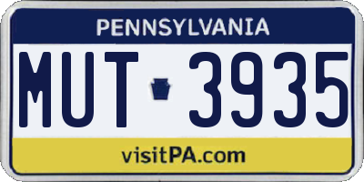 PA license plate MUT3935