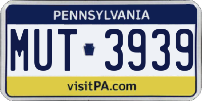 PA license plate MUT3939