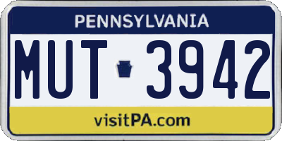 PA license plate MUT3942