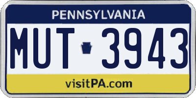 PA license plate MUT3943