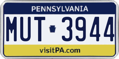 PA license plate MUT3944