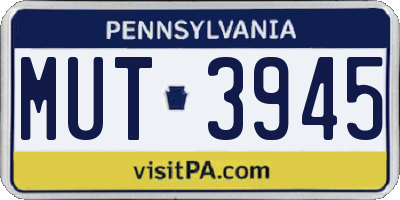 PA license plate MUT3945