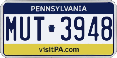 PA license plate MUT3948