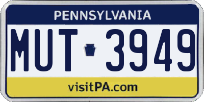 PA license plate MUT3949