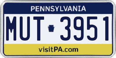 PA license plate MUT3951