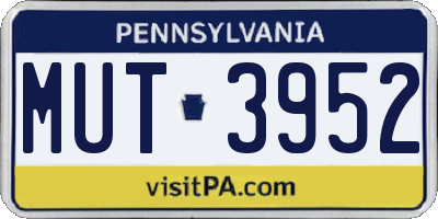 PA license plate MUT3952