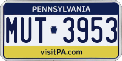 PA license plate MUT3953