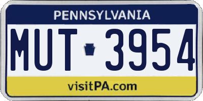 PA license plate MUT3954