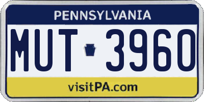 PA license plate MUT3960