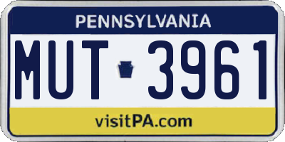 PA license plate MUT3961