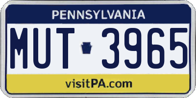 PA license plate MUT3965
