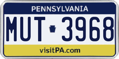 PA license plate MUT3968