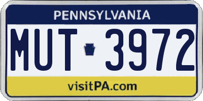 PA license plate MUT3972