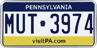 PA license plate MUT3974