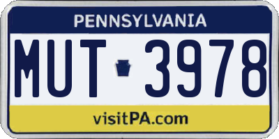 PA license plate MUT3978