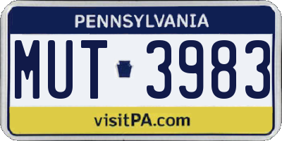 PA license plate MUT3983