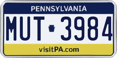 PA license plate MUT3984