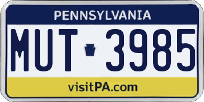 PA license plate MUT3985