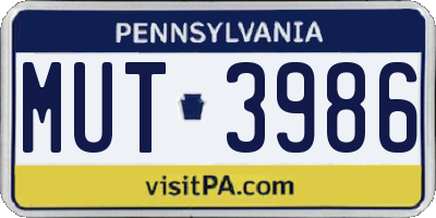 PA license plate MUT3986