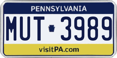 PA license plate MUT3989