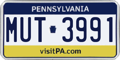 PA license plate MUT3991