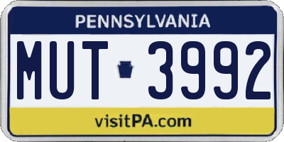 PA license plate MUT3992