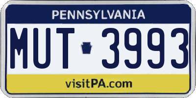 PA license plate MUT3993