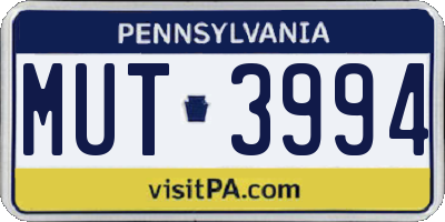 PA license plate MUT3994