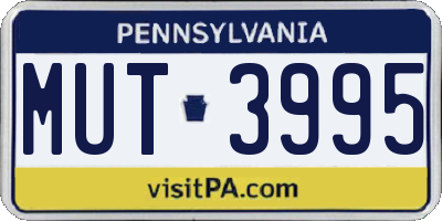 PA license plate MUT3995