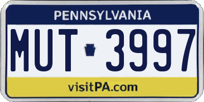 PA license plate MUT3997