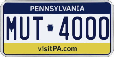 PA license plate MUT4000