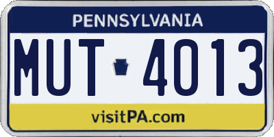PA license plate MUT4013