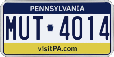 PA license plate MUT4014