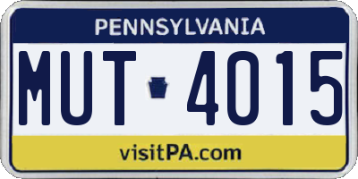 PA license plate MUT4015