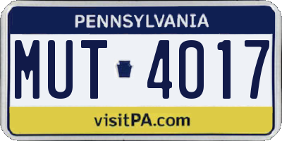 PA license plate MUT4017