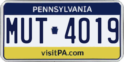 PA license plate MUT4019
