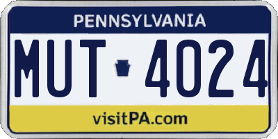 PA license plate MUT4024