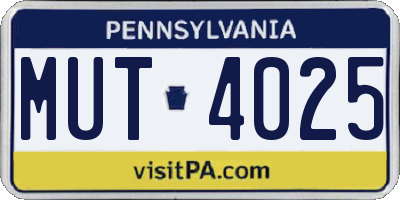 PA license plate MUT4025