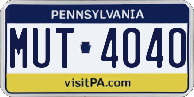 PA license plate MUT4040