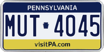 PA license plate MUT4045