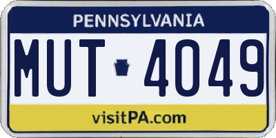 PA license plate MUT4049